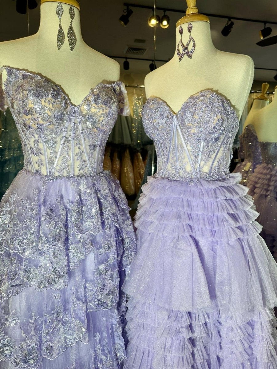 A-line Sweetheart Tie Long Tulle Prom Dresses