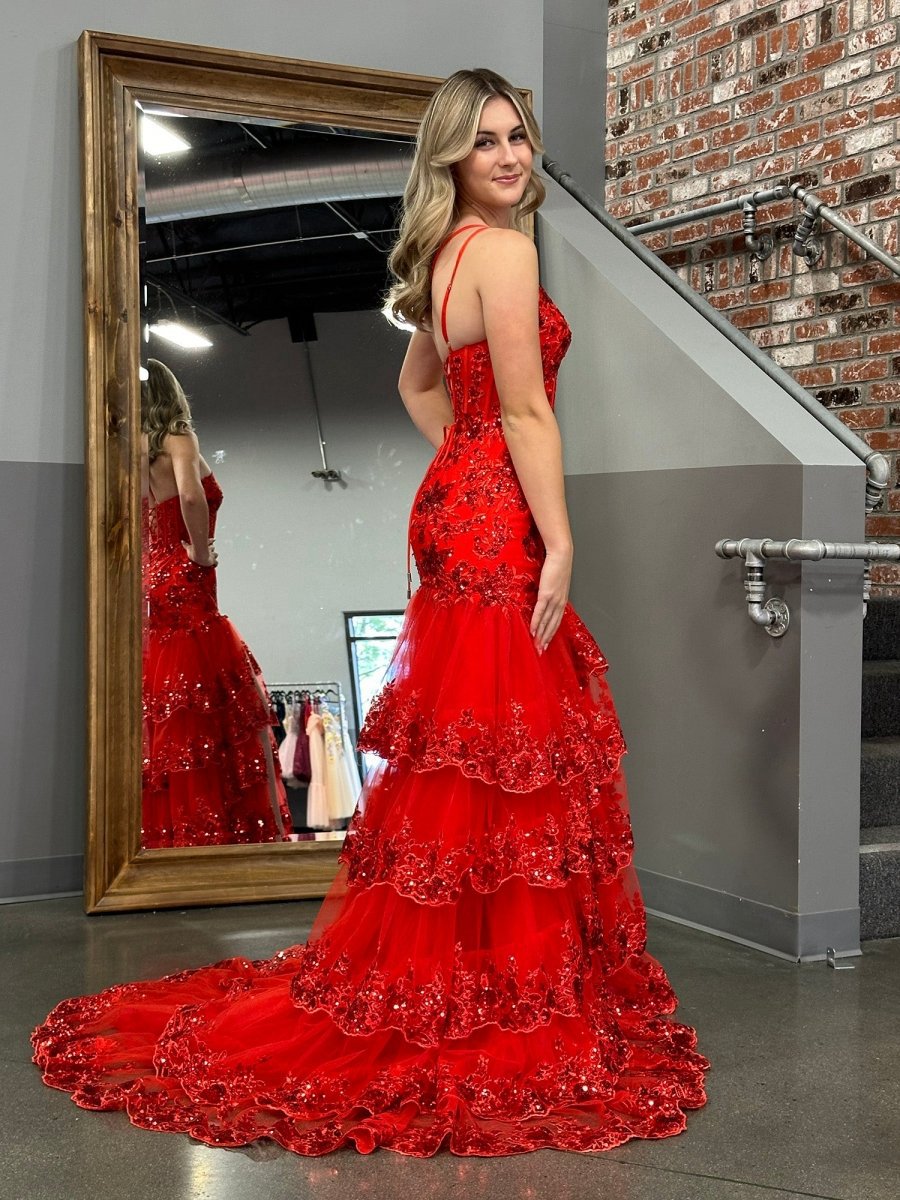 Sheath One Shoulder Tie Lace Long Prom Dresses