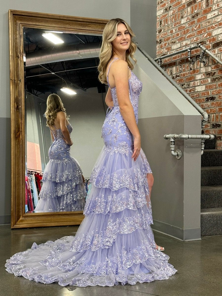 Sheath One Shoulder Tie Lace Long Prom Dresses
