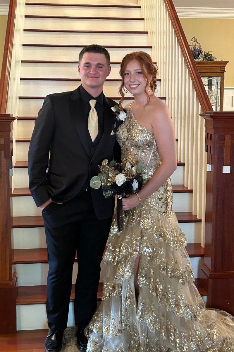 Sheath One Shoulder Tie Lace Long Prom Dresses