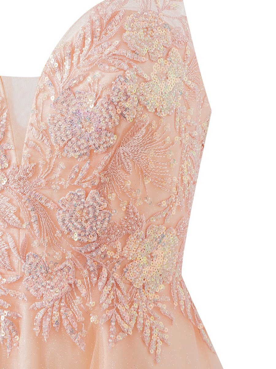 A-line Short Spaghetti Strap Glitter Tulle Homecoming Dresses