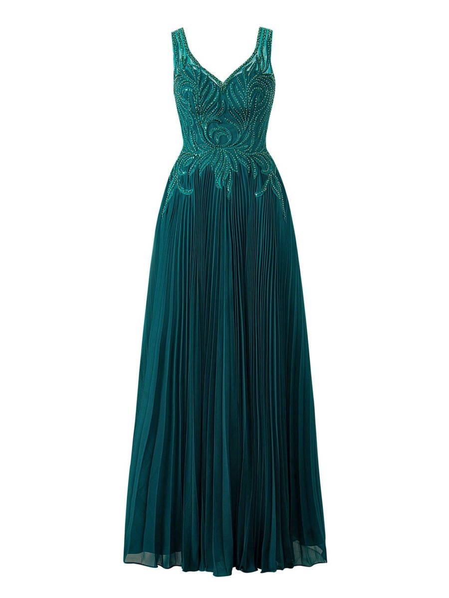 A-line V-neck Chiffon Prom Dresses