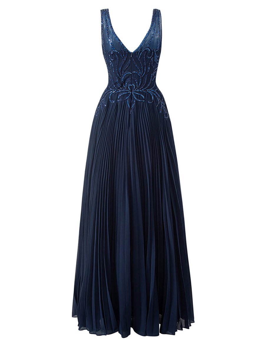A-line V-neck Chiffon Prom Dresses