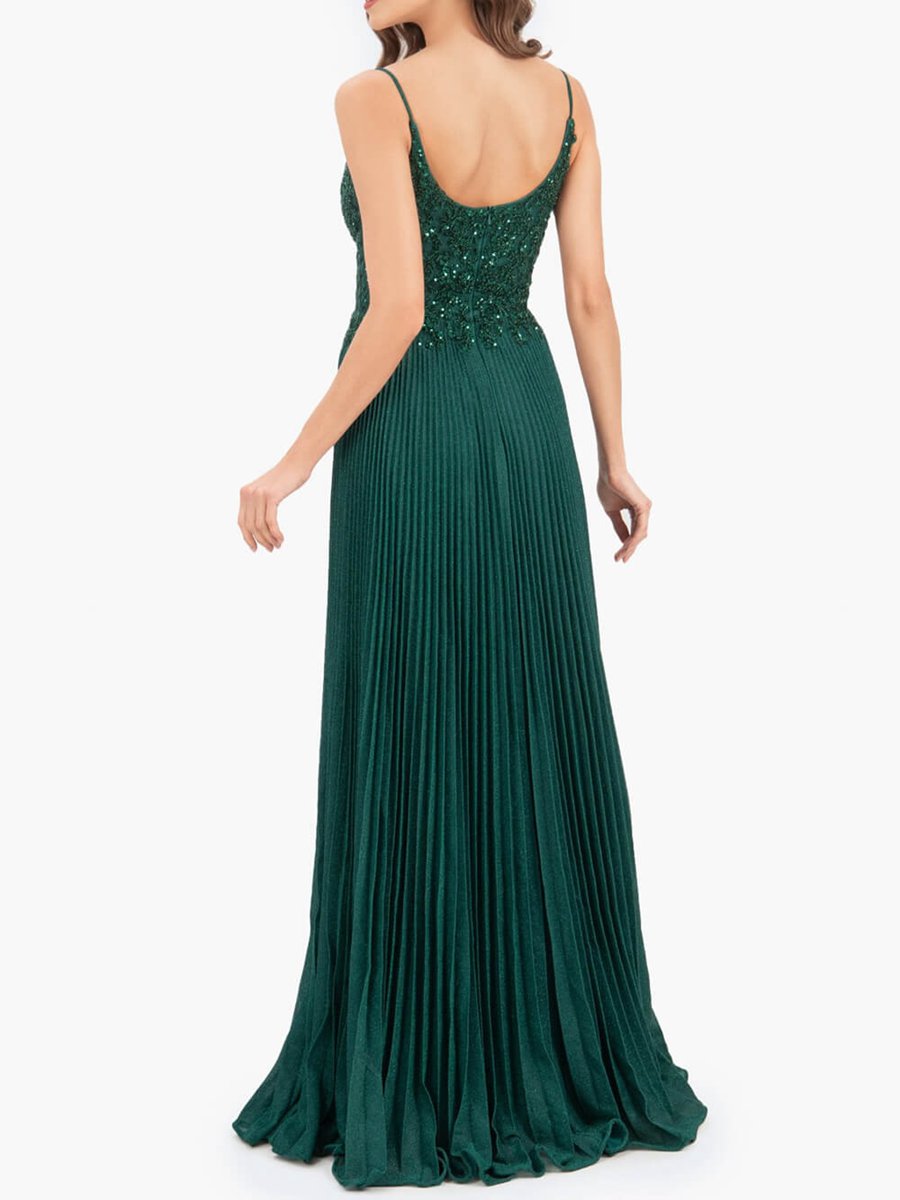 Rose A-line Floor Length Glitter Jersey Prom Dresses with Appliques and Sequins