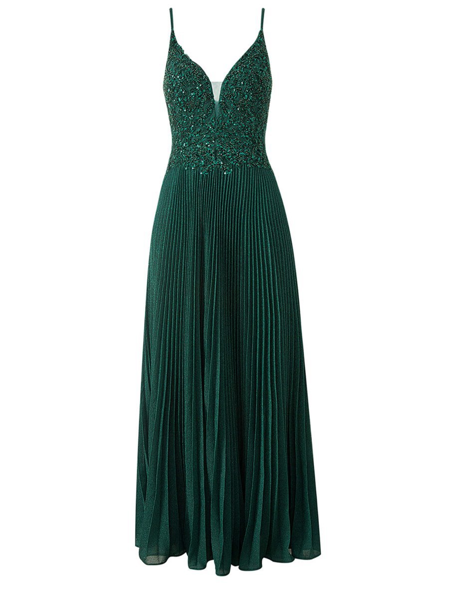 Rose A-line Floor Length Glitter Jersey Prom Dresses with Appliques and Sequins
