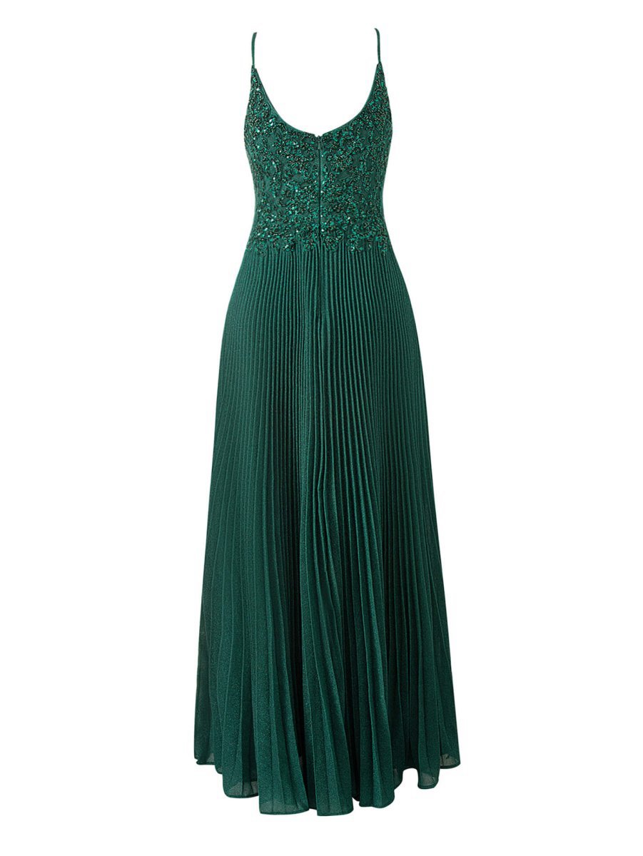 Rose A-line Floor Length Glitter Jersey Prom Dresses with Appliques and Sequins