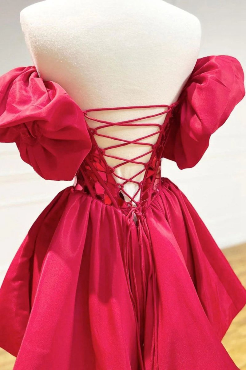 A-line Off the Shoulder Short Homecoming Dresses