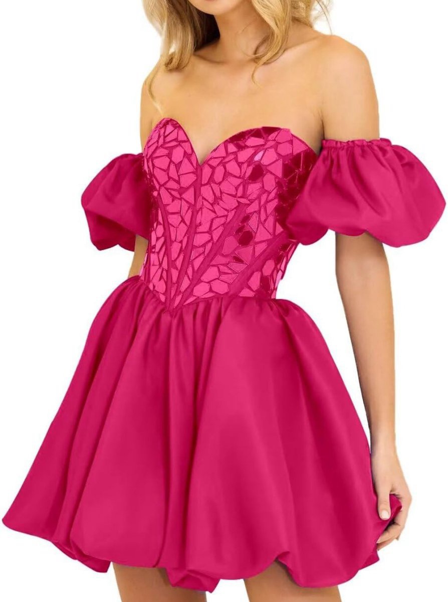 A-line Off the Shoulder Short Homecoming Dresses