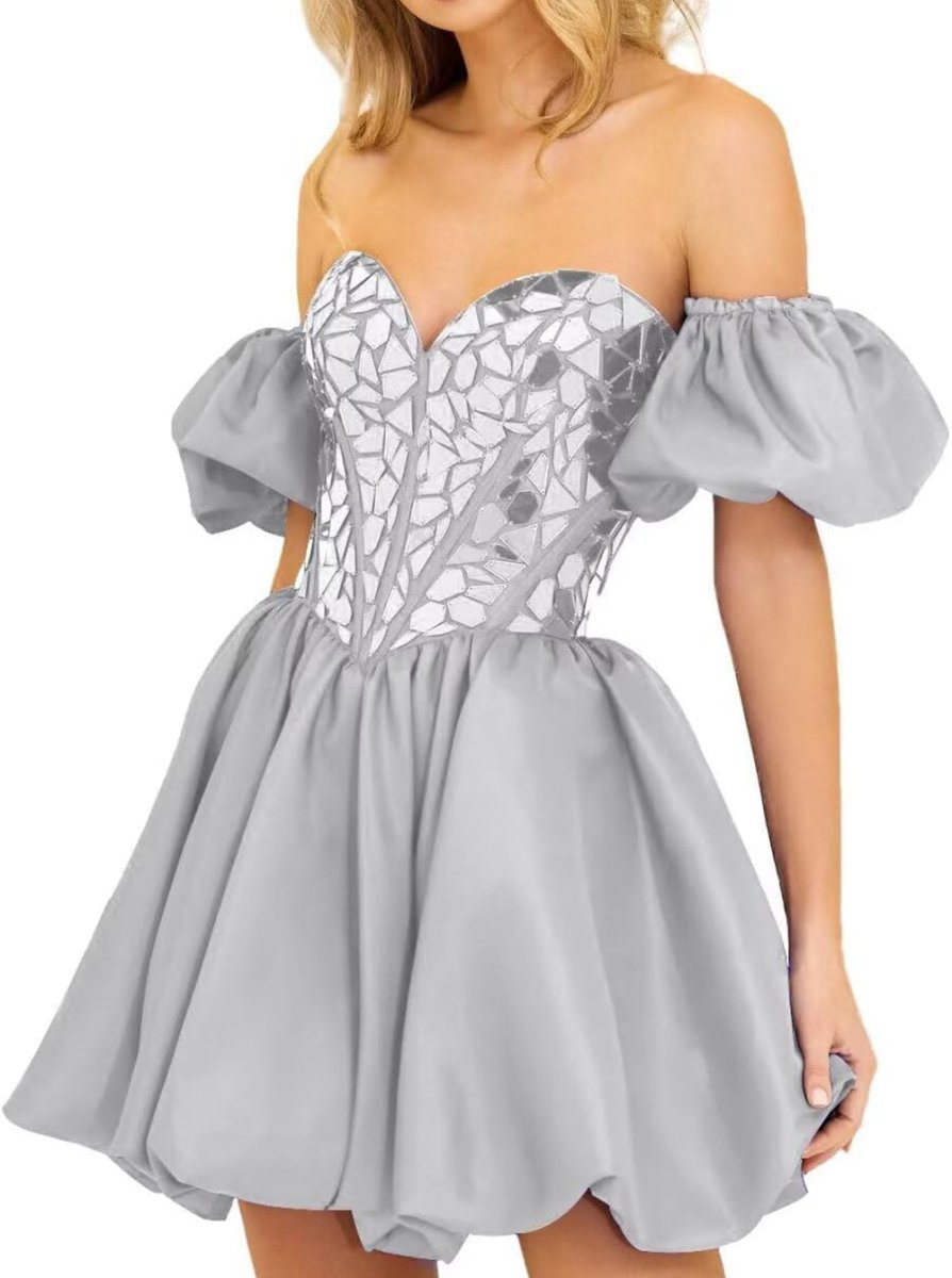 A-line Off the Shoulder Short Homecoming Dresses