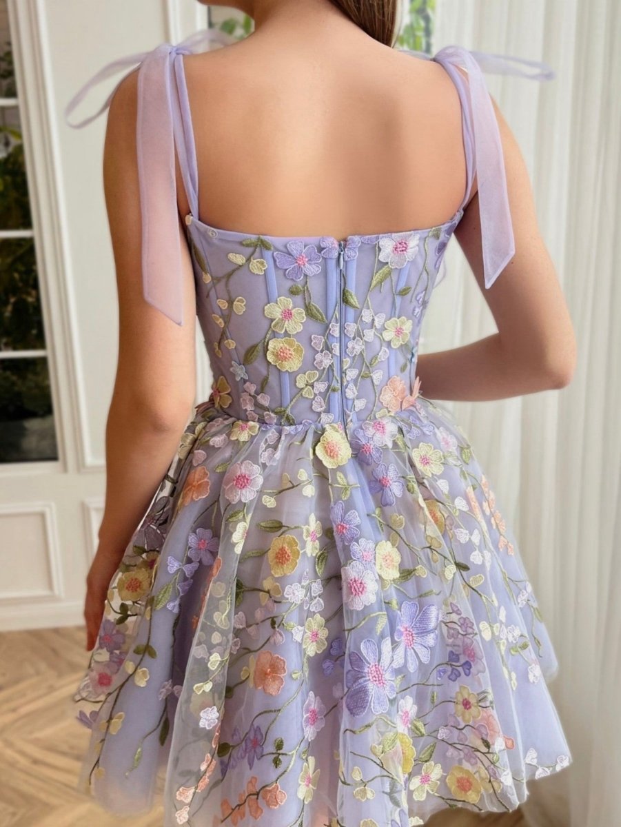 A-line Short Homecoming Dresses with 3D Flowers