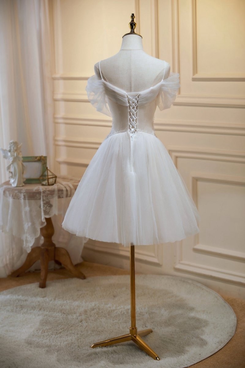 A-line V Neck Tulle Homecoming Dresses