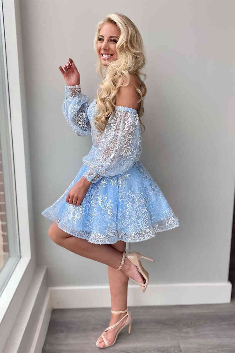 A-line Sweetheart Corset Homecoming Dresses with Sleeves