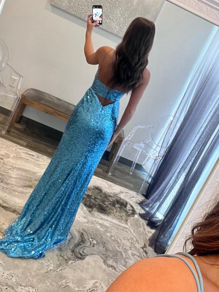 Mermaid V Neck Cutout Long Prom Dresses