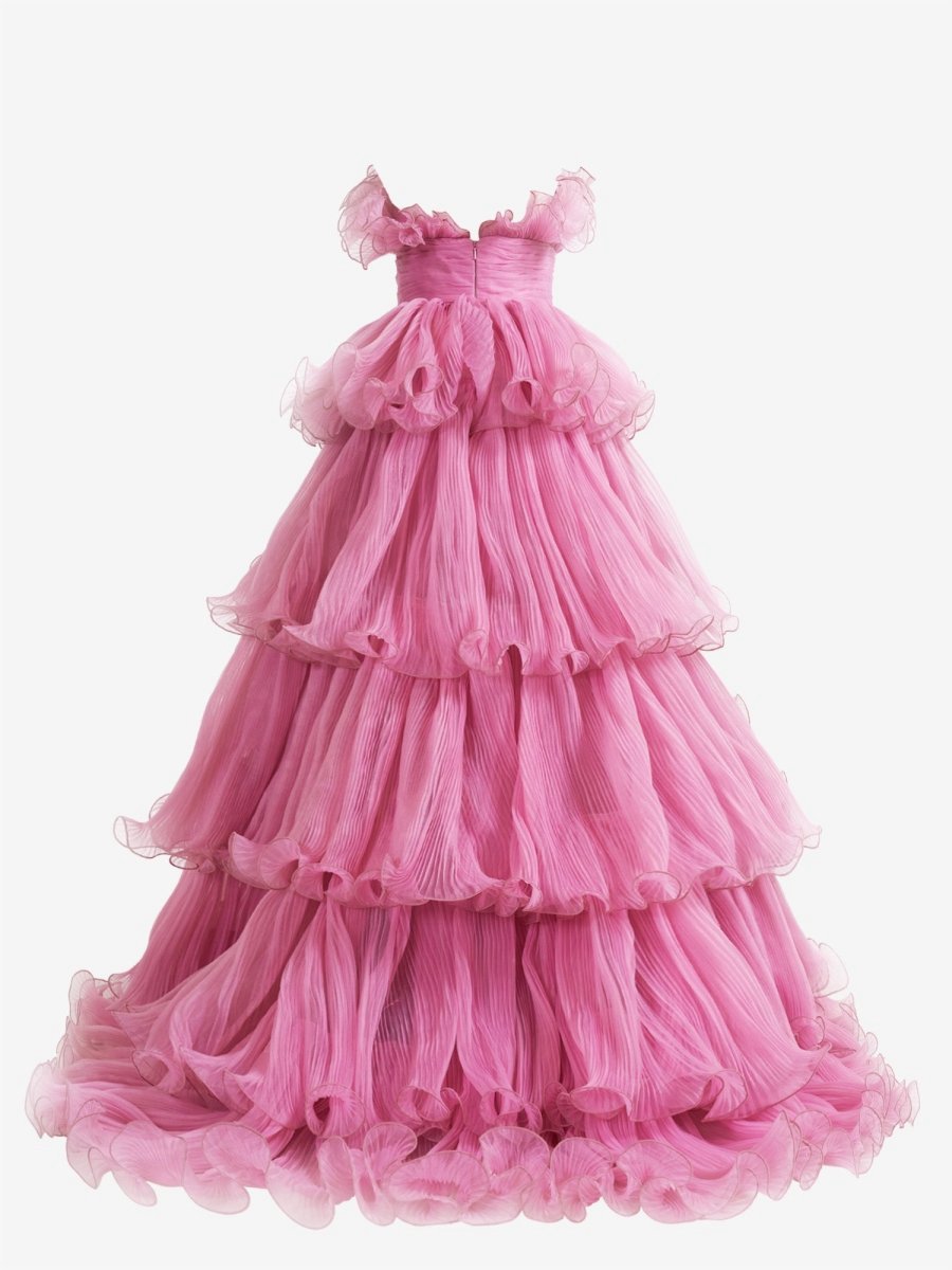 Strapless A-line Tie Crinkled Tulle Prom Dresses