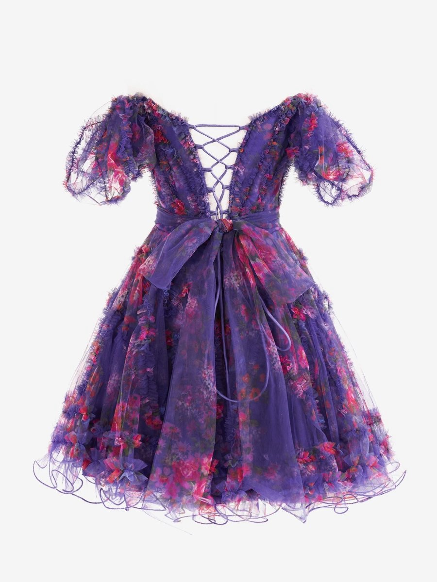 A-line Off the Shoulder Floral Printed Homecoming Dresses