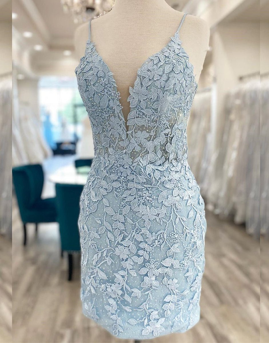 Sheath Lace Keyhole Back Homecoming Dresses