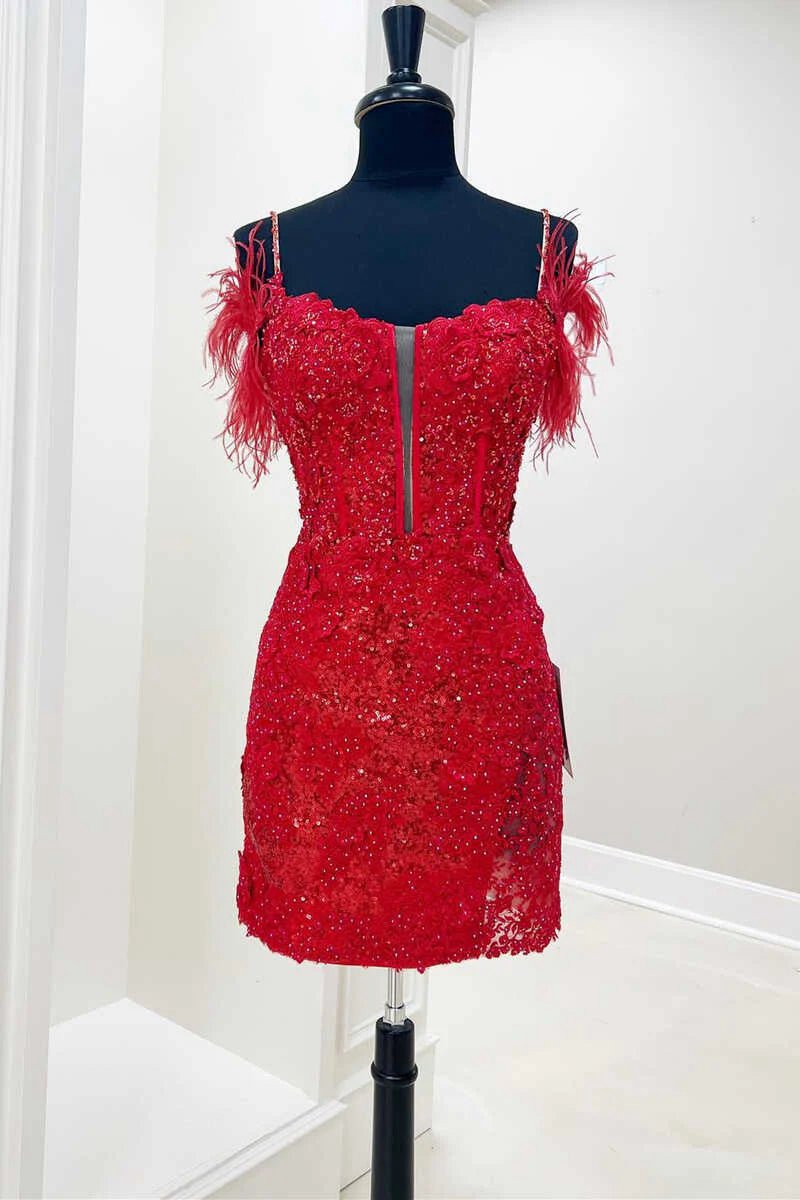 Sheath Off the Shoulder Lace Homecoming Dresses