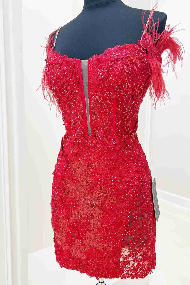 Sheath Off the Shoulder Lace Homecoming Dresses