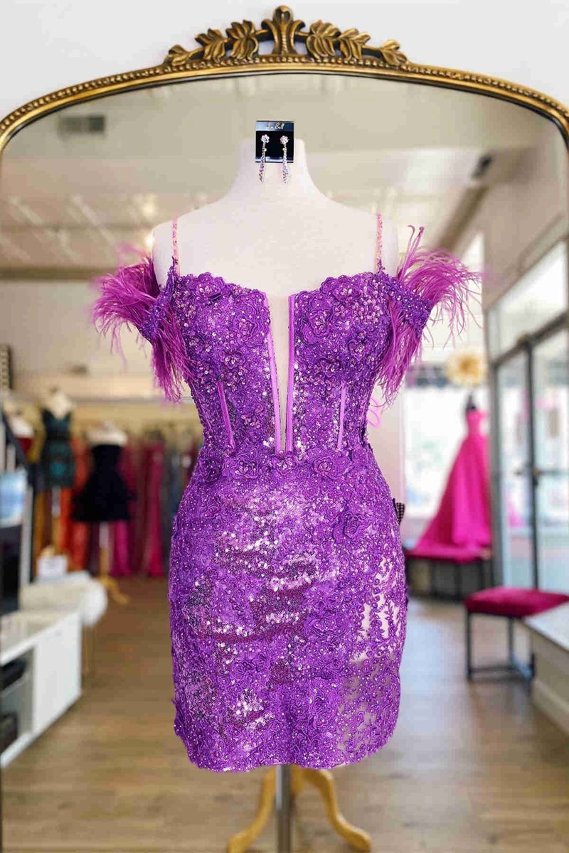 Sheath Off the Shoulder Lace Homecoming Dresses