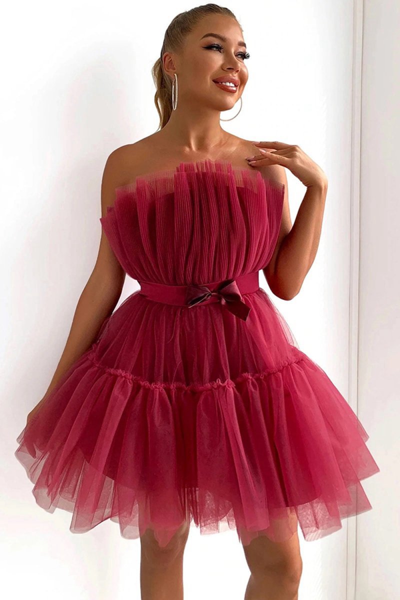 Cute A-line Strapless Short Homecoming Dresses