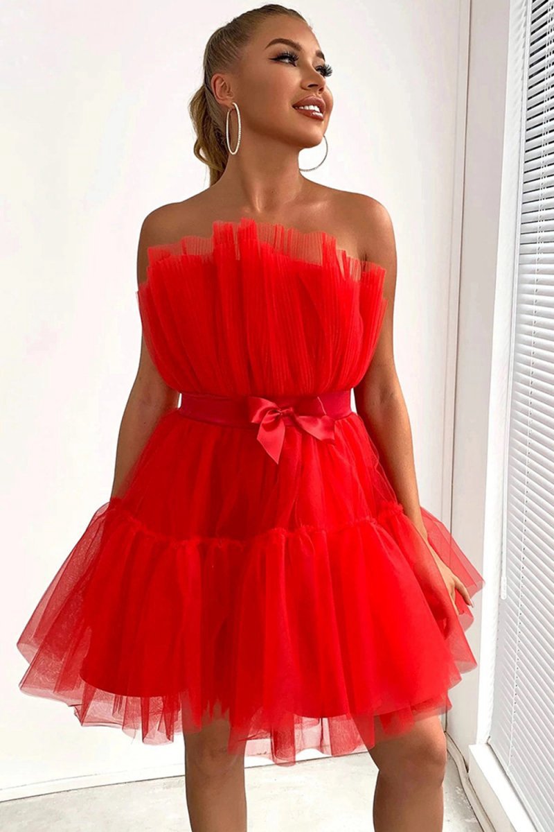 Cute A-line Strapless Short Homecoming Dresses