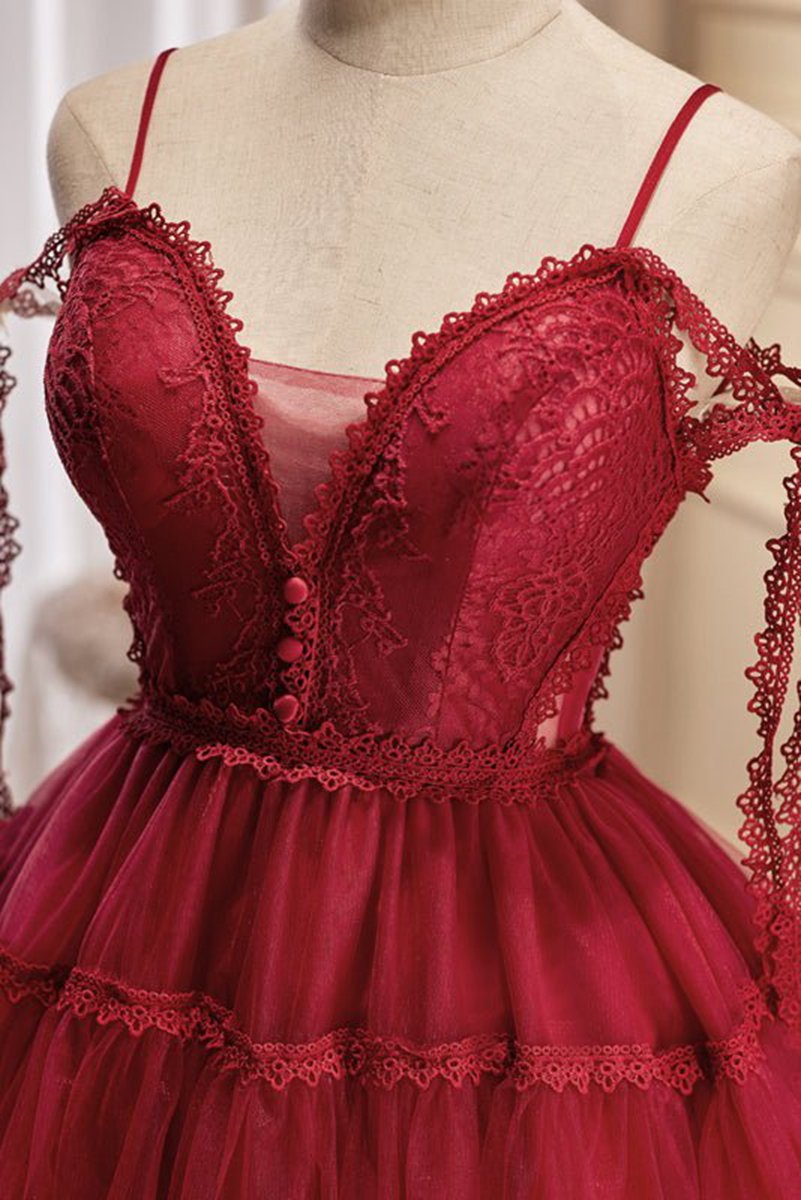 A-line V Neck Tulle Homecoming Dresses