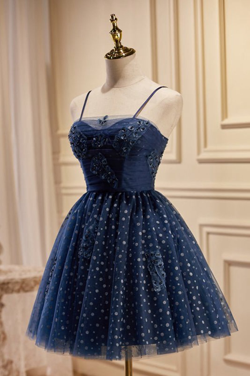 A-line Spaghetti Straps Tulle Homecoming Dresses