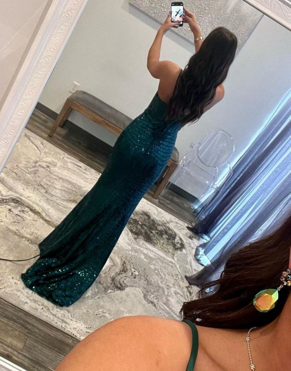 Mermaid Spaghetti Straps Sequin Prom Dresses