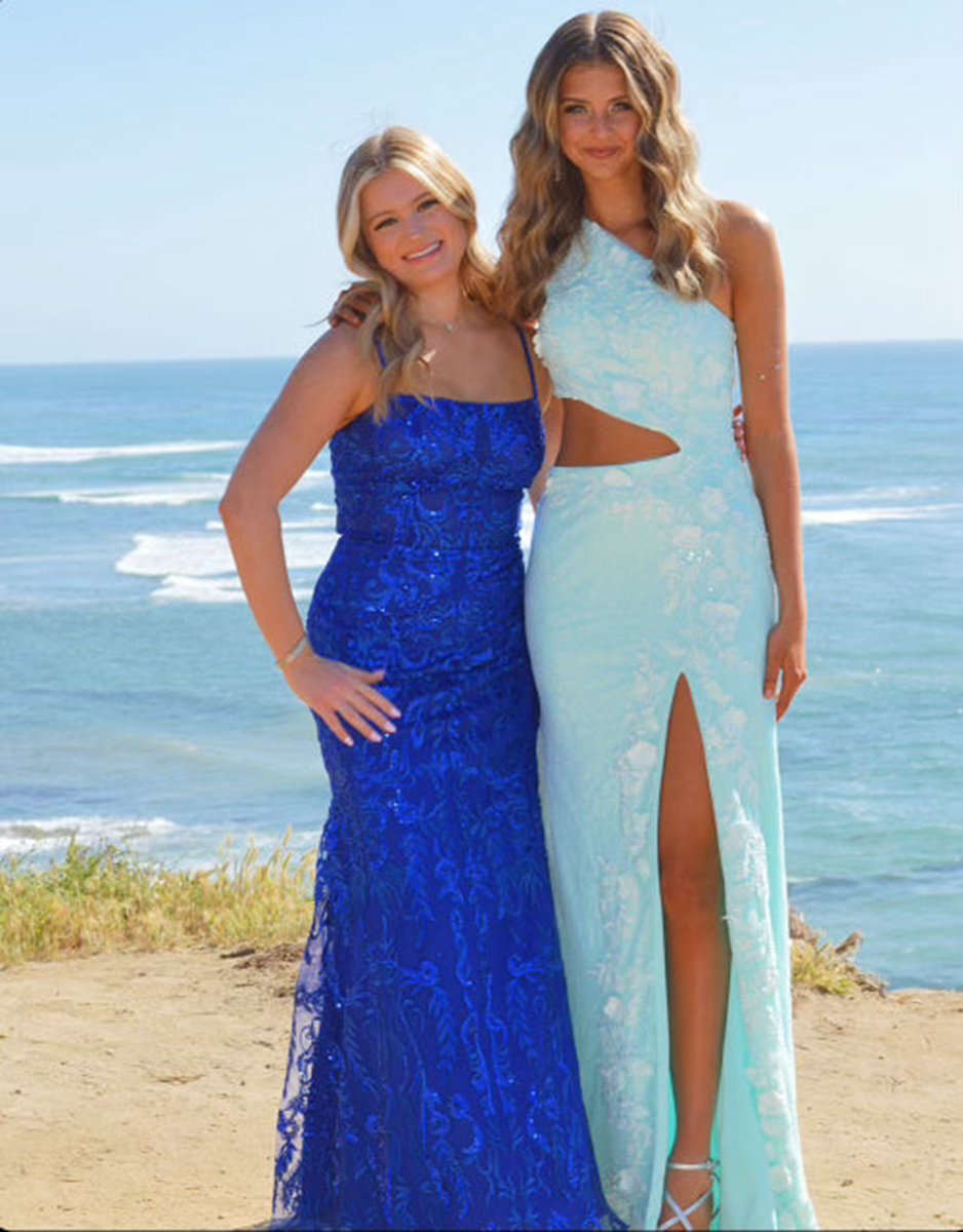 Sheath One Shoulder Sequins Prom Dresses with 3D Appliques