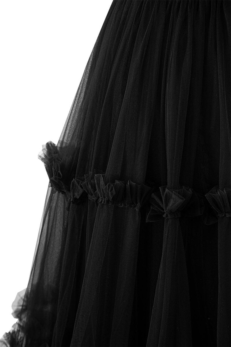 A-line Corset Ruffled Tulle Prom Dresses