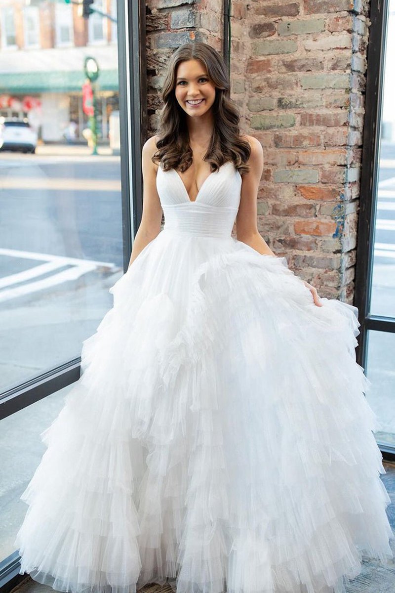 A-line Spaghetti Straps Tie Tulle Prom Dresses