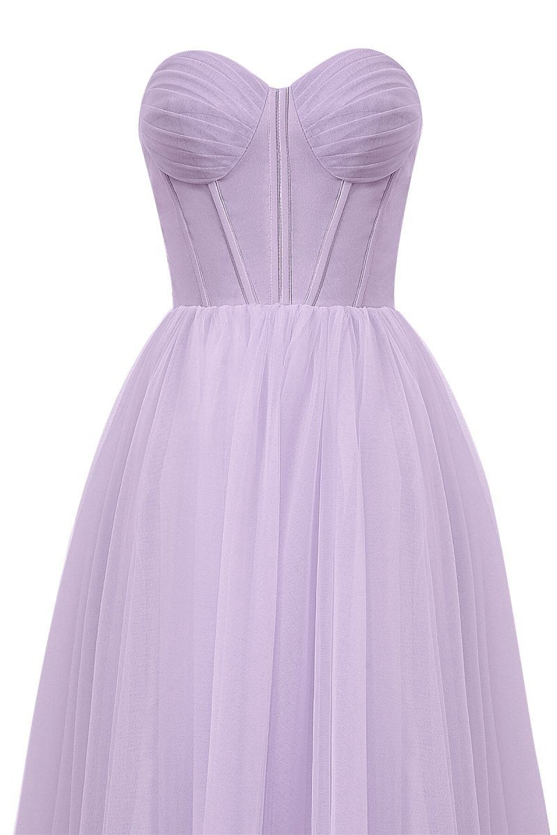 Strapless Puffy Midi Tulle Dresses