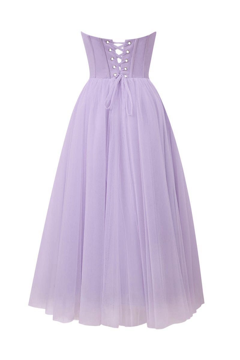 Strapless Puffy Midi Tulle Dresses