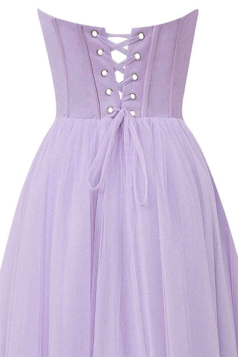 Strapless Puffy Midi Tulle Dresses
