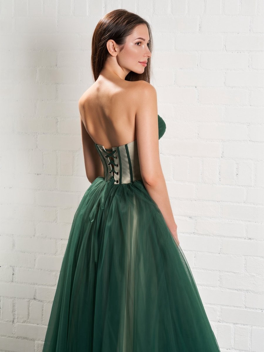 Strapless Puffy Midi Tulle Dresses