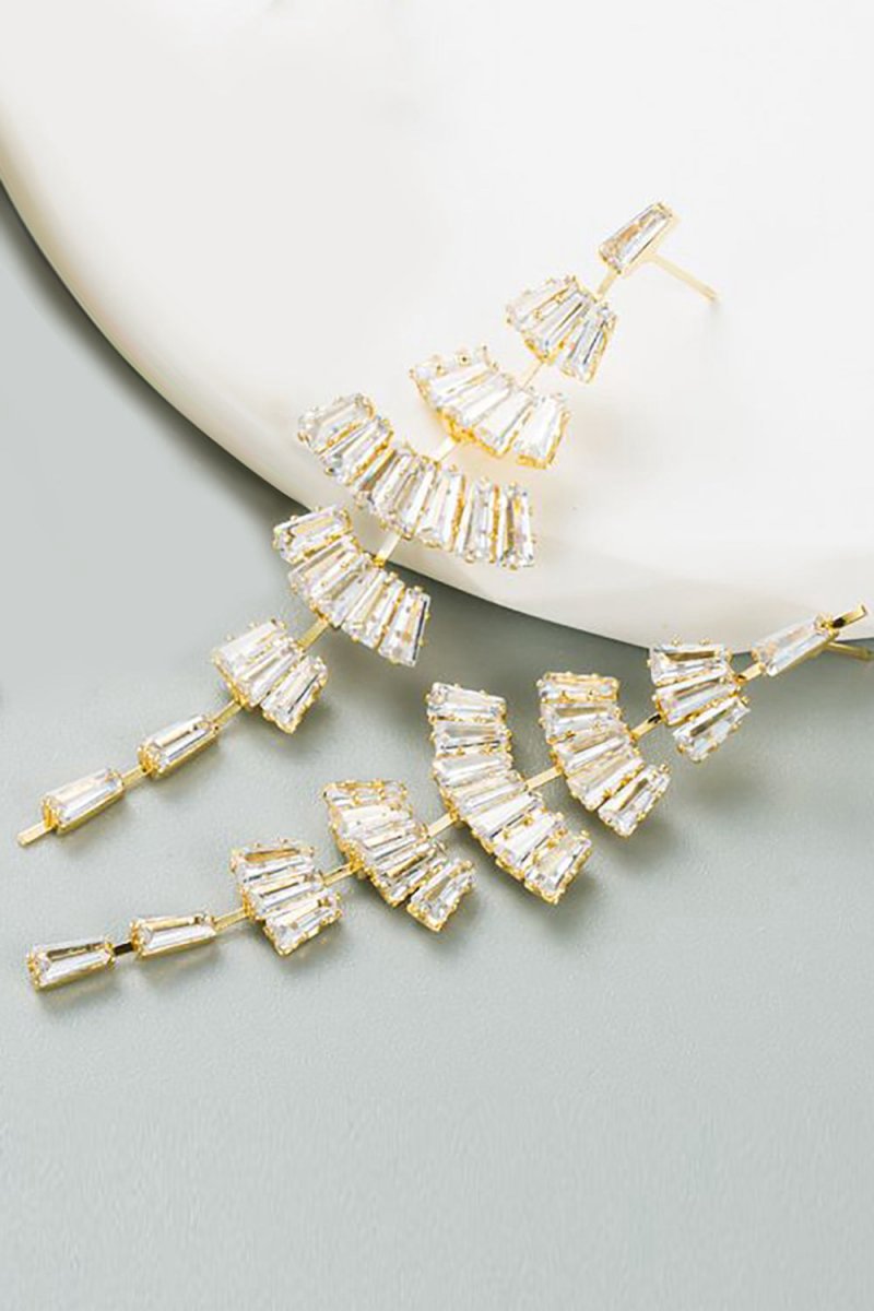 White Rhinestone Prom Earrings