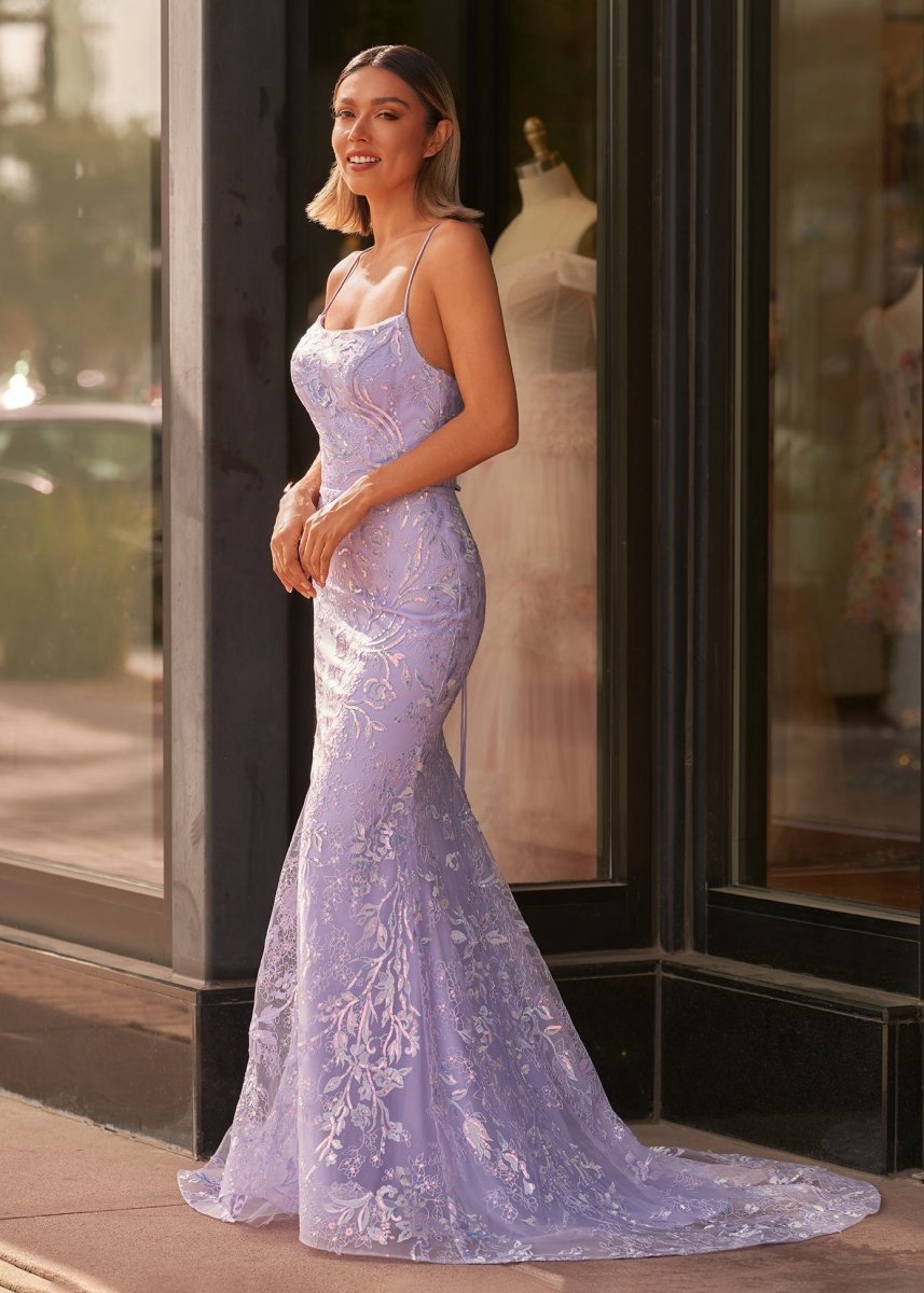 Mermaid Scoop Lace Long Prom Dresses