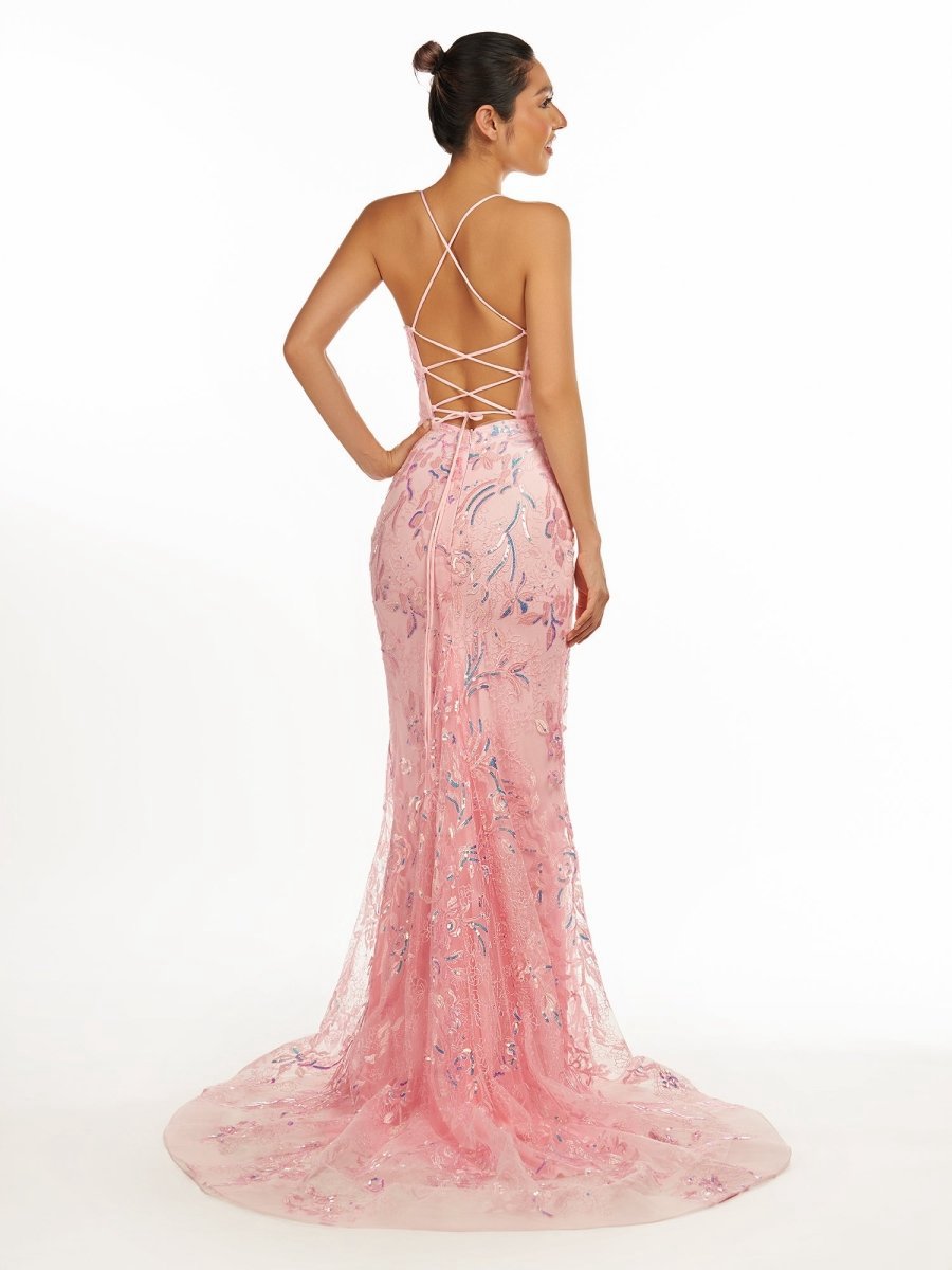 Mermaid Scoop Lace Long Prom Dresses