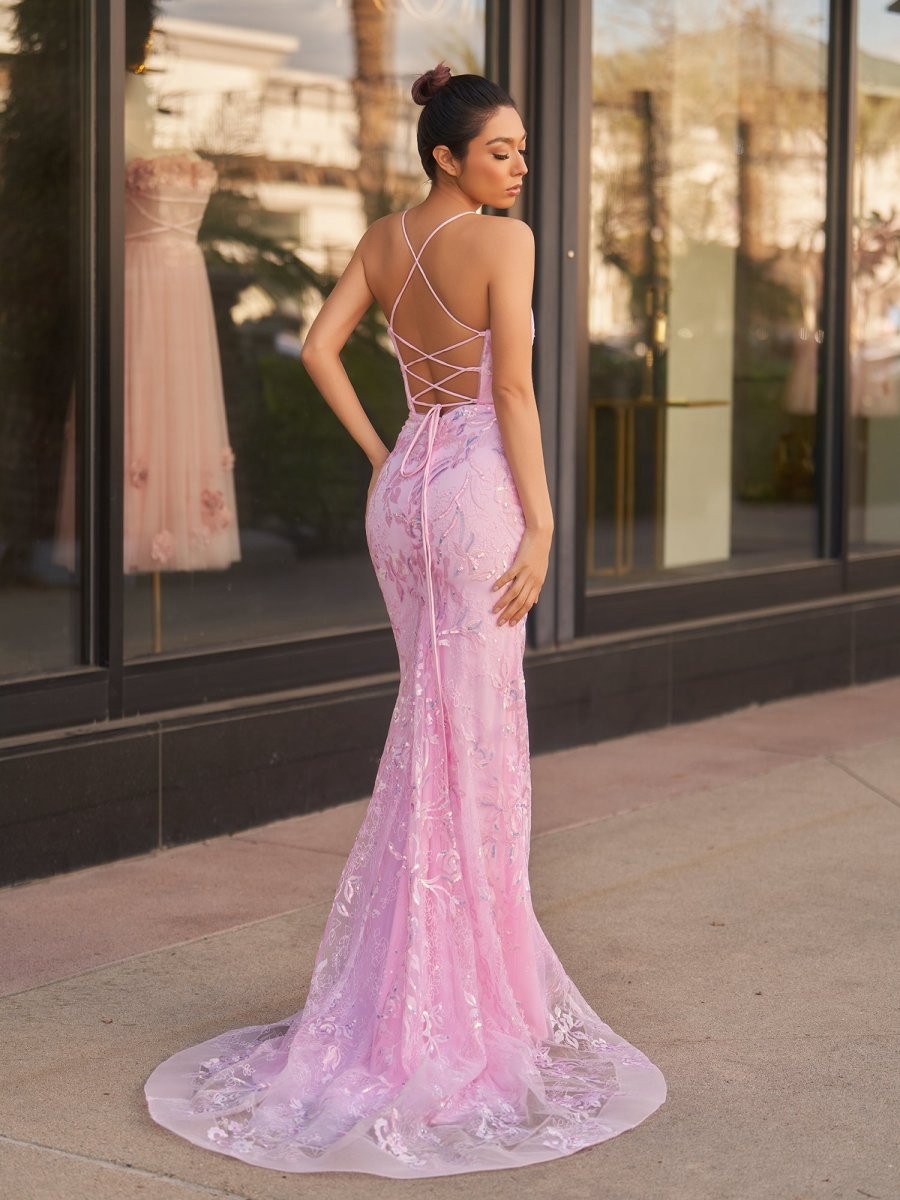 Mermaid Scoop Lace Long Prom Dresses