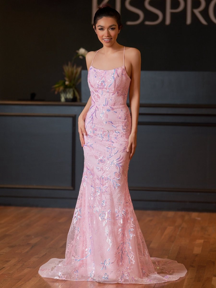 Mermaid Scoop Lace Long Prom Dresses