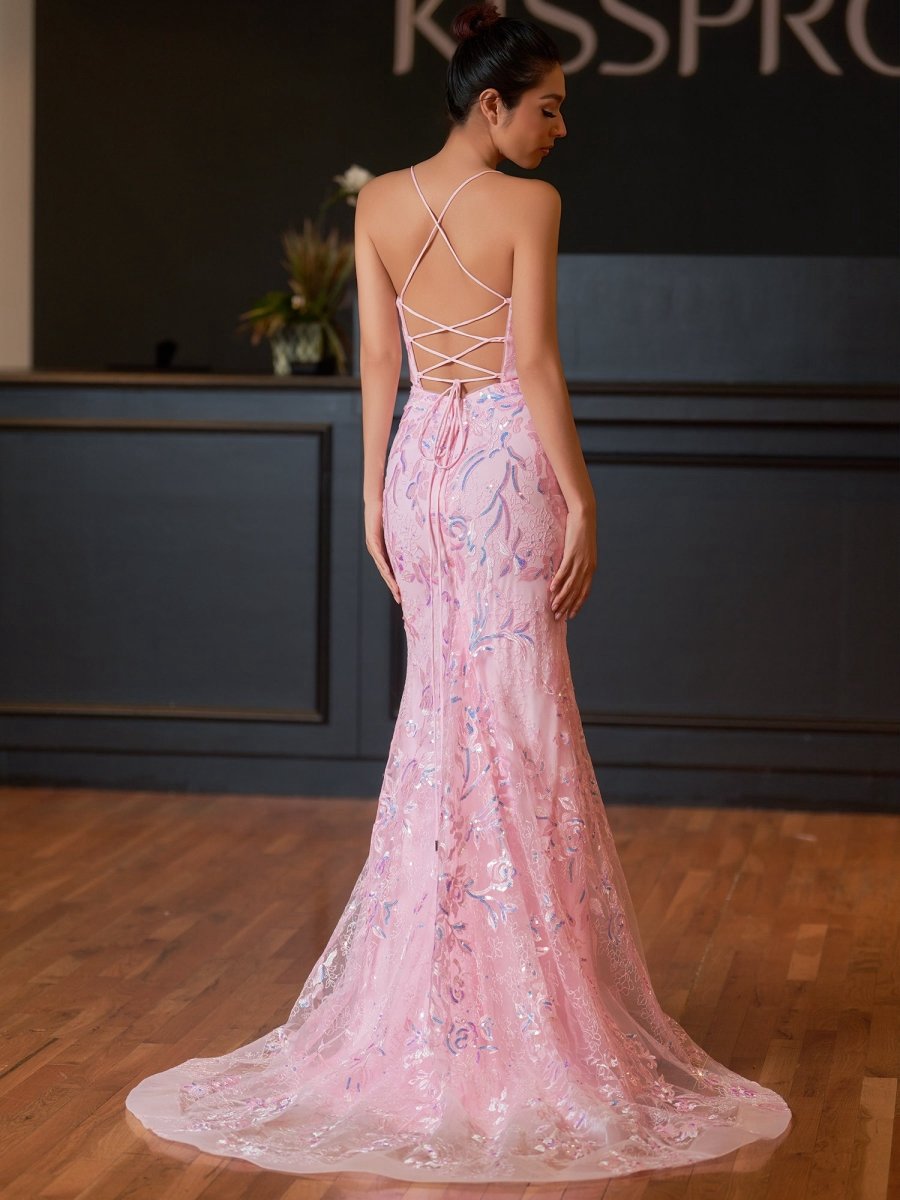 Mermaid Scoop Lace Long Prom Dresses