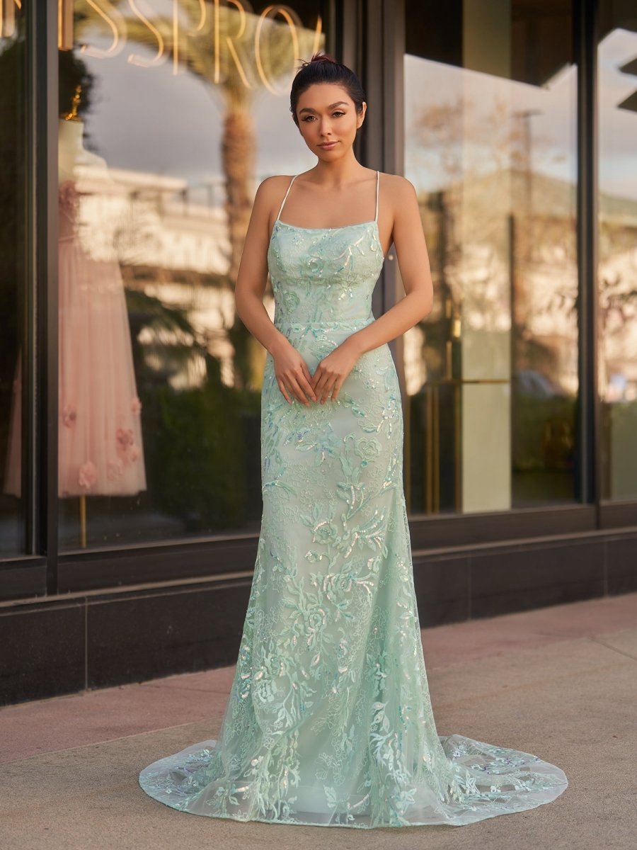 Mermaid Scoop Lace Long Prom Dresses