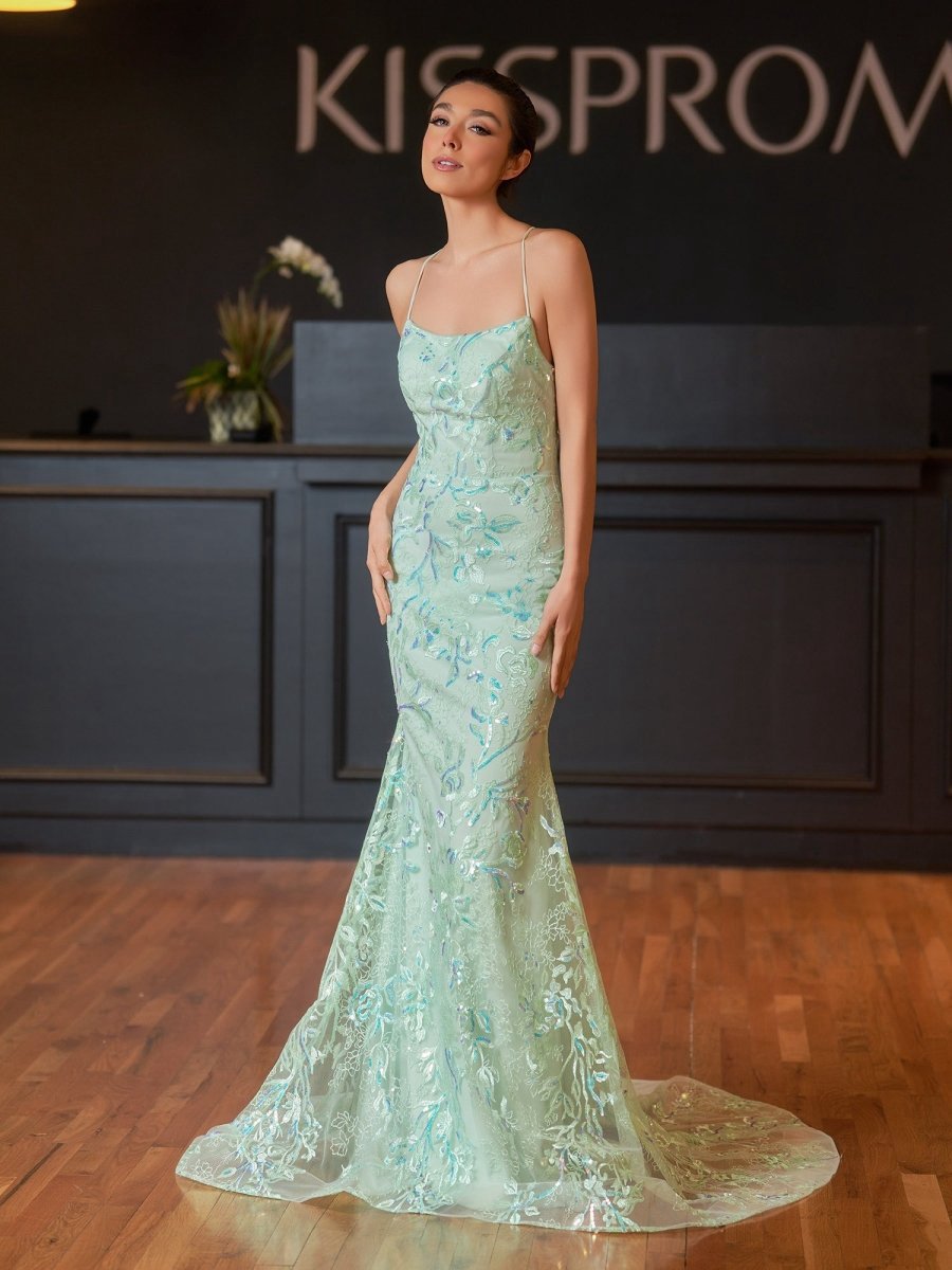 Mermaid Scoop Lace Long Prom Dresses