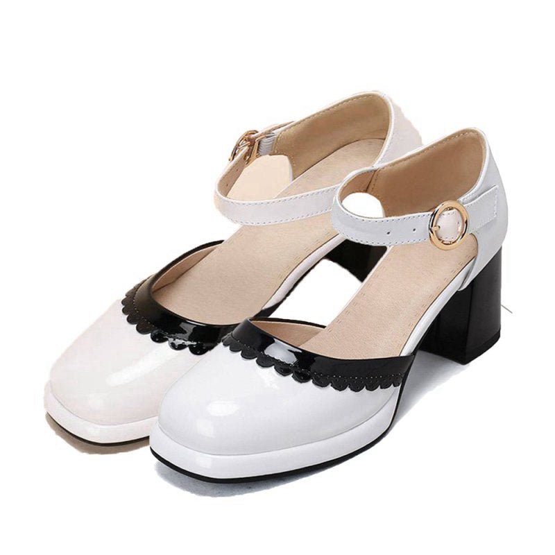 Retro Ankle Strap High Heels Shoes