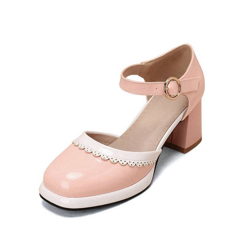 Retro Ankle Strap High Heels Shoes