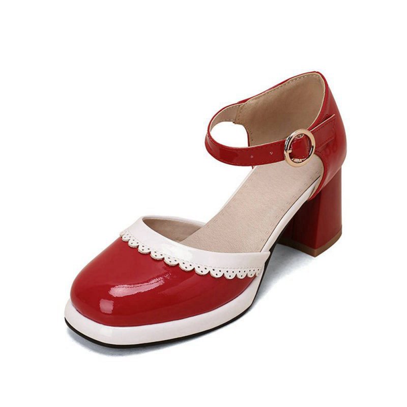 Retro Ankle Strap High Heels Shoes