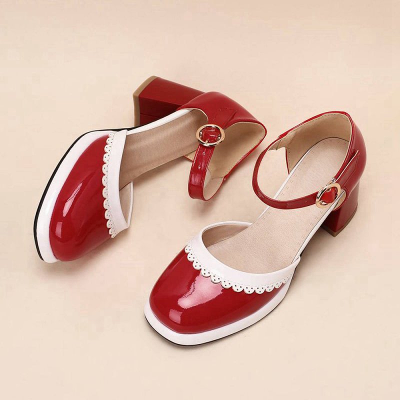 Retro Ankle Strap High Heels Shoes