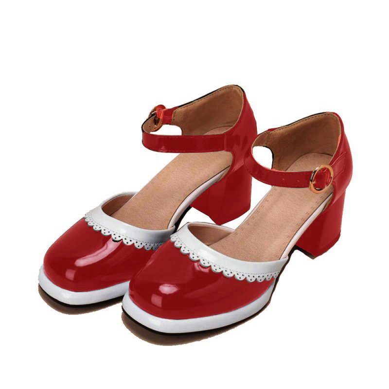 Retro Ankle Strap High Heels Shoes