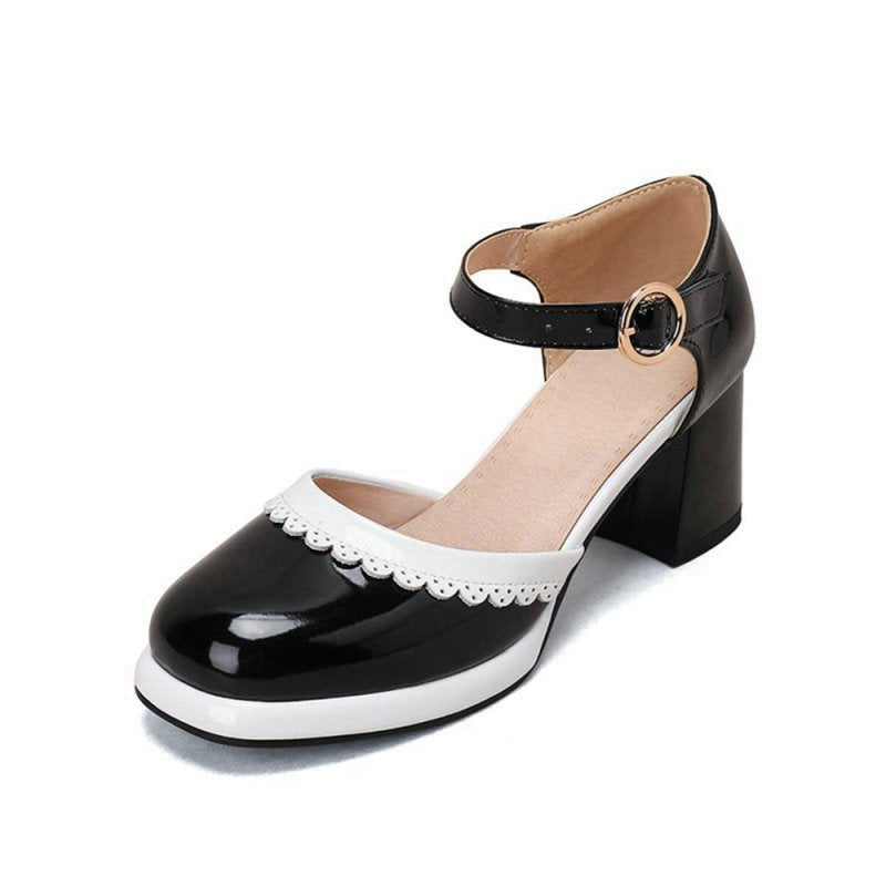 Retro Ankle Strap High Heels Shoes