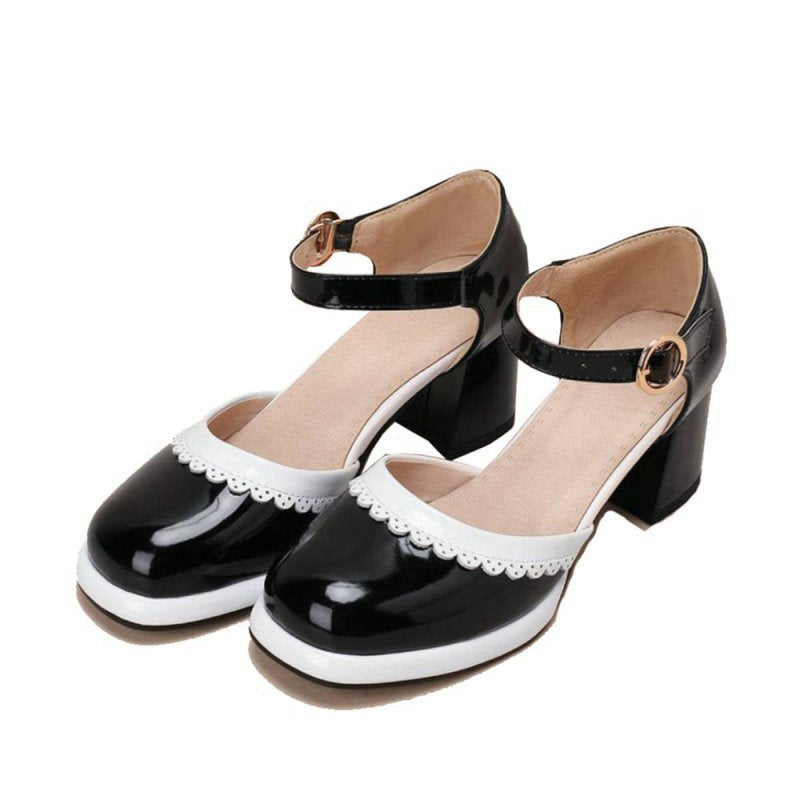 Retro Ankle Strap High Heels Shoes